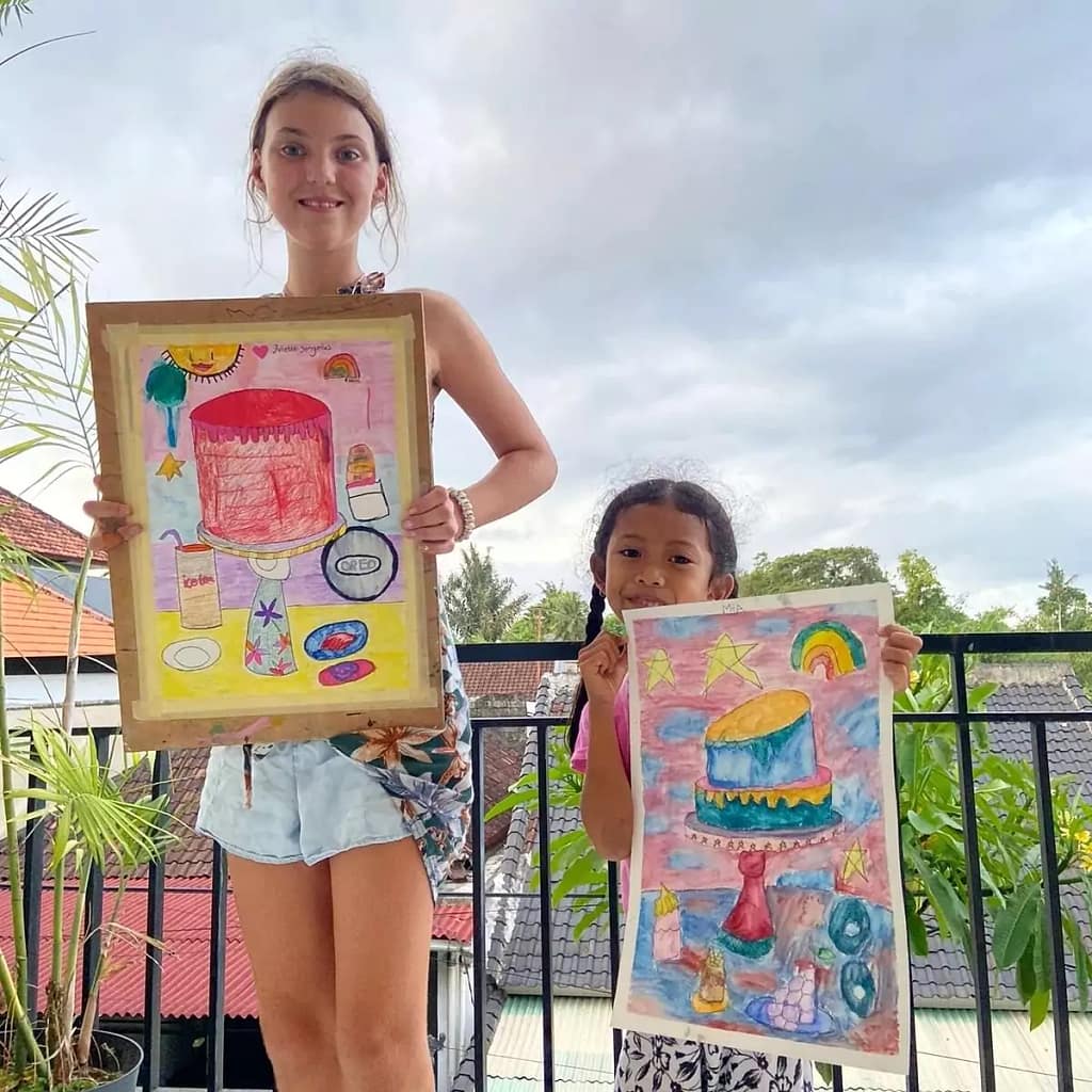 Examples of paintings made by participants at Rumah Rabbit -Workshop Classes in Canggu