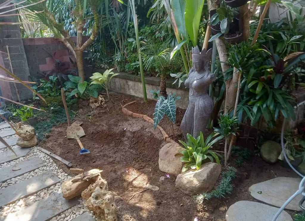real photo Garden maintenance Bali