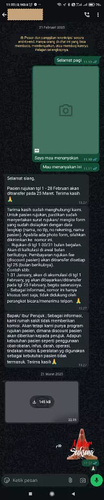 Screenshot evidence of the hospital's conversation with one of the drivers