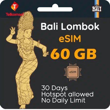 Telkomsel Bali sim card / esim with Internet data 60GB