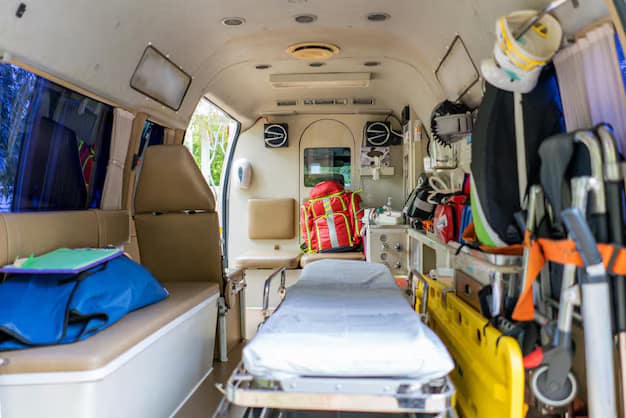 photo of the inside of a hospital ambulance in bali