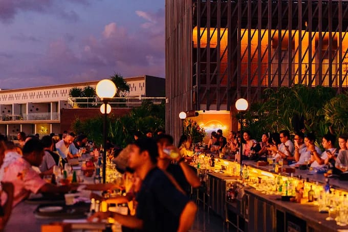 Sunset atmosphere at one of the Seminyak Rooftop Bars
