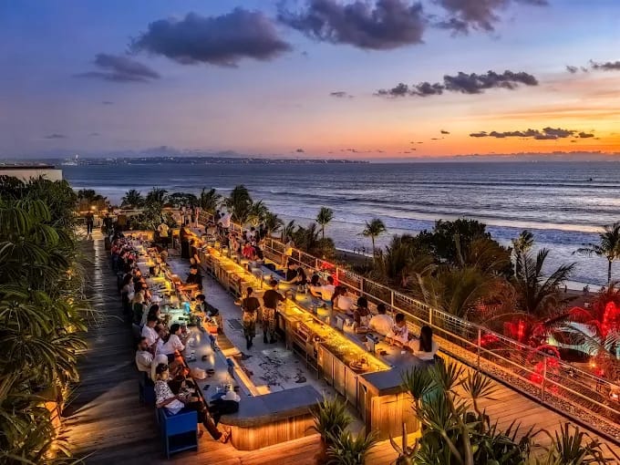 Sunset atmosphere at one of the Seminyak Rooftop Bars
