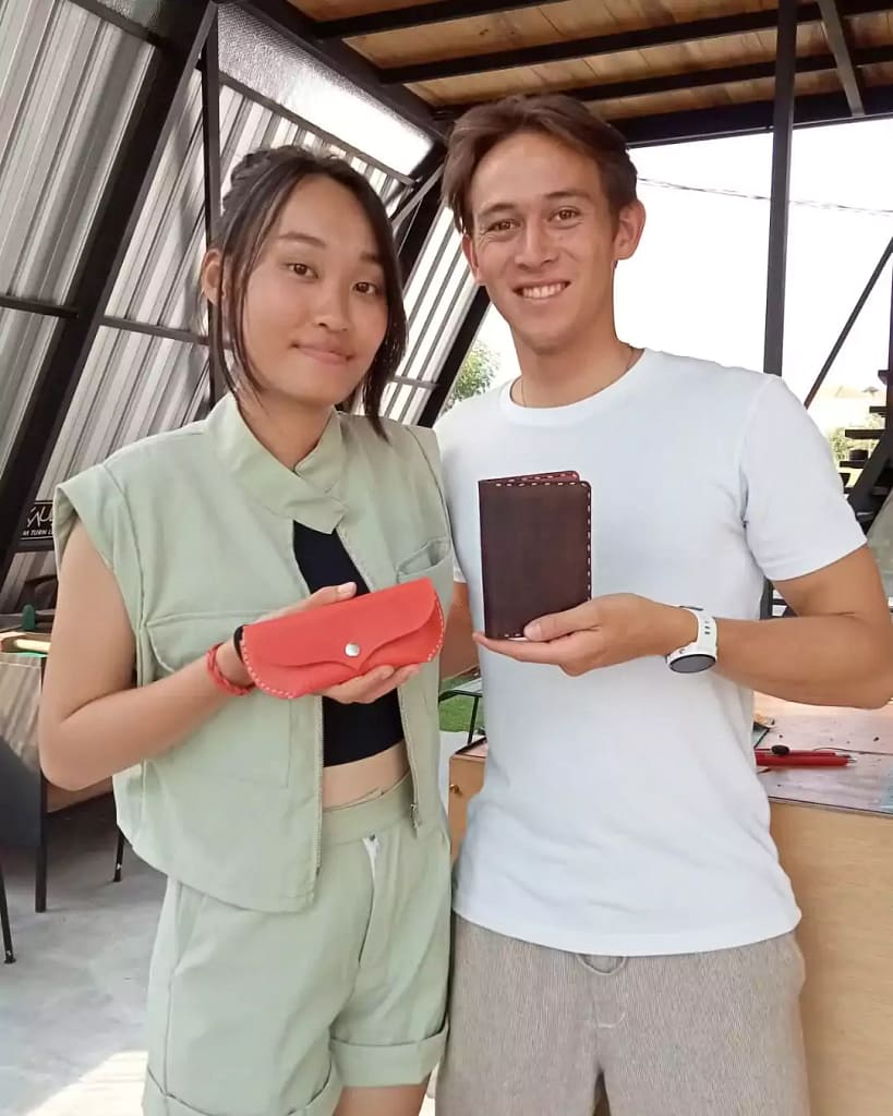 Examples of leather wallets made by participants at Kaula Bali -Workshop Classes in Canggu