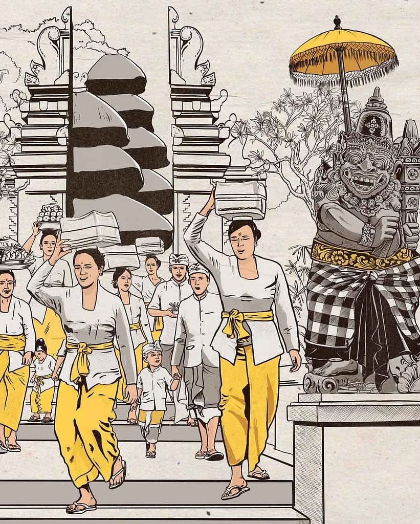 Illustration of  Bali Hindu Offerings