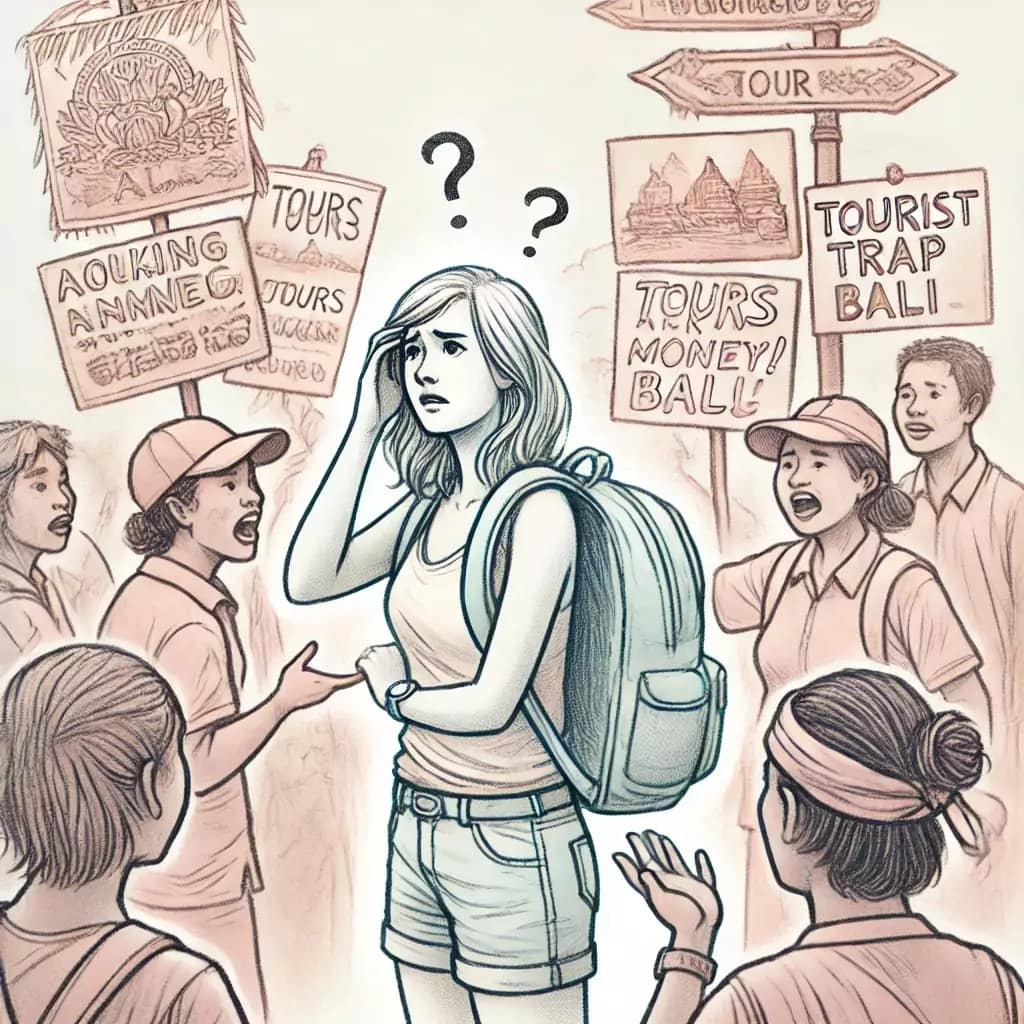 illustration about Bali Tourist Traps made by Hey Bali team