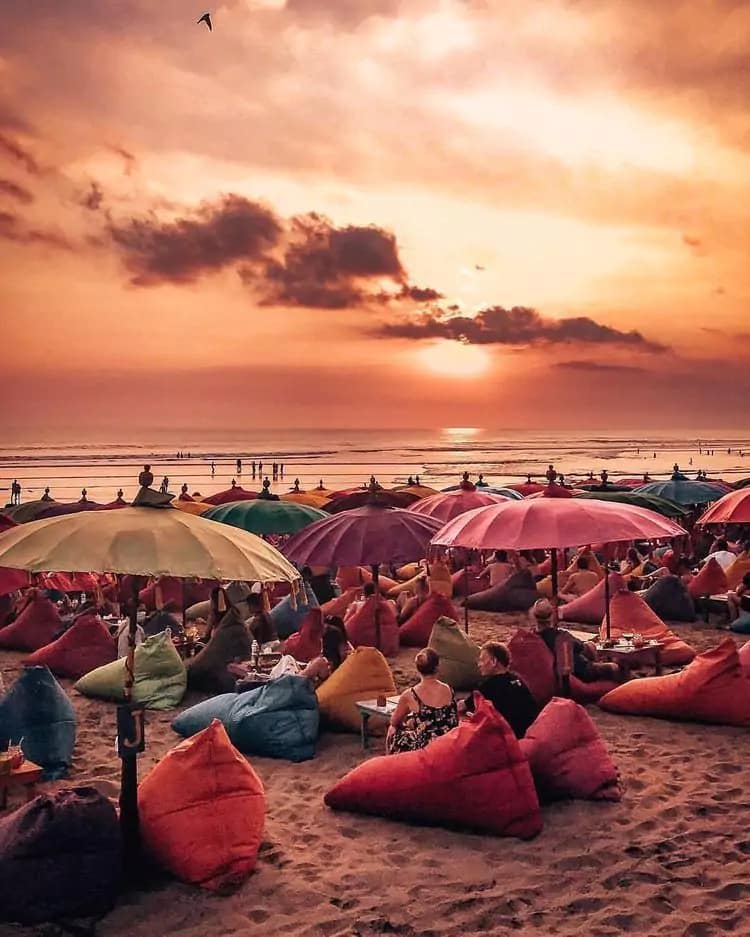 Seminyak beach at sunset Moment