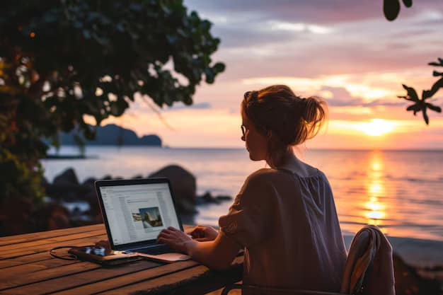photo of a woman working on her laptop on the beach - Bali coworking spaces